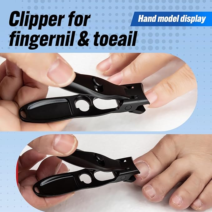 Nail Clippers, Premium Stainless Steel Wide Jaw Anti Splash Design,Ultra Sharp Heavy Duty Clippers with Ergonomic Lever,Perfect for Men,Women, and Seniors(Black)