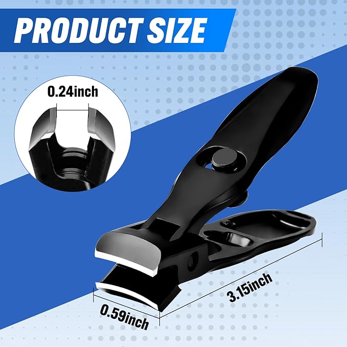 Nail Clippers, Premium Stainless Steel Wide Jaw Anti Splash Design,Ultra Sharp Heavy Duty Clippers with Ergonomic Lever,Perfect for Men,Women, and Seniors(Black)