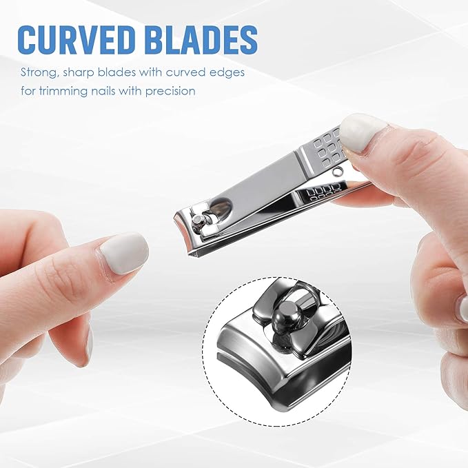 12 Pieces Nail Clipper Set Stainless Steel Nail Cutter Fingernails and Toenail Clipper Cutter for Women Men (Silver)