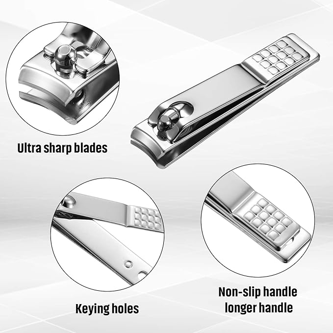 12 Pieces Nail Clipper Set Stainless Steel Nail Cutter Fingernails and Toenail Clipper Cutter for Women Men (Silver)