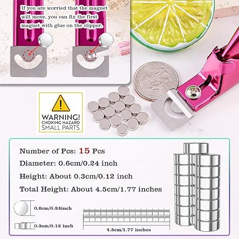 Violet Red Premium Adjustable Nail Clippers with Magnets Sizers for Acrylic Nails, Stainless Steel Nail Cutter Trimmer for Artificial Fake False Tips Manicure Sharp Blade Clip Tool for Salon Beauty