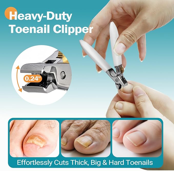 Wide Jaw Anti-Slip Nail Clippers with Safety Lock & Splash Guard – Razor-Sharp Blades for Thick Nails, Heavy Duty Stainless Steel Clipper for Women/Men/Kids/Seniors
