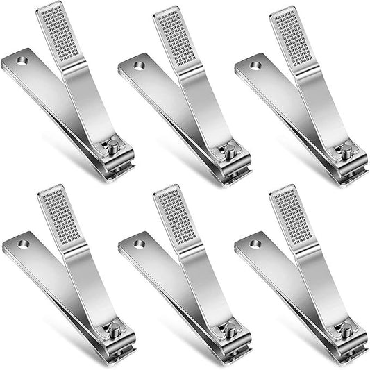 6 Pieces Large Toenails Clippers Straight Edge Toenails Clippers Stainless Steel Nails Cutters for Men Women Thick Nails(Silver)