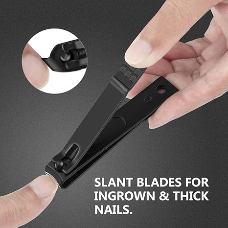 Nail Clippers Set Black Matte Stainless Steel Fingernail & Thick Toenail & Ingrown Nail Clippers, Perfect 3 pcs Nail Clipper Cutter for Men and Women(Black)
