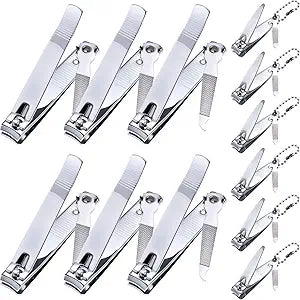 12 Pieces Stainless Nail Clippers Set Fingernail and Toenail Clippers Nail Cutter Tool Set for Men and Women(Silver)