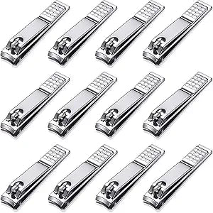 12 Pieces Nail Clipper Set Stainless Steel Nail Cutter Fingernails and Toenail Clipper Cutter for Women Men (Silver)