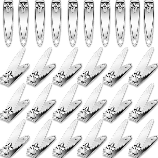 28 Pcs Fingernail Nail Clippers Bulk Stainless Steel Toenail Clippers Thick Portable Travel Manicure Kit for Men and Women(Simple Style)